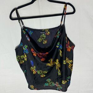 Nasty Gal Collection Black Multicolor Floral Satiny Camisole 24